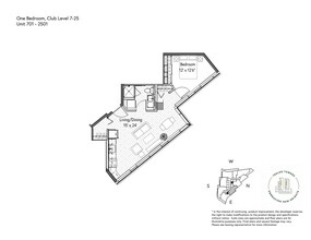 1 Bedroom 1 Bathroom 2501 floor plan